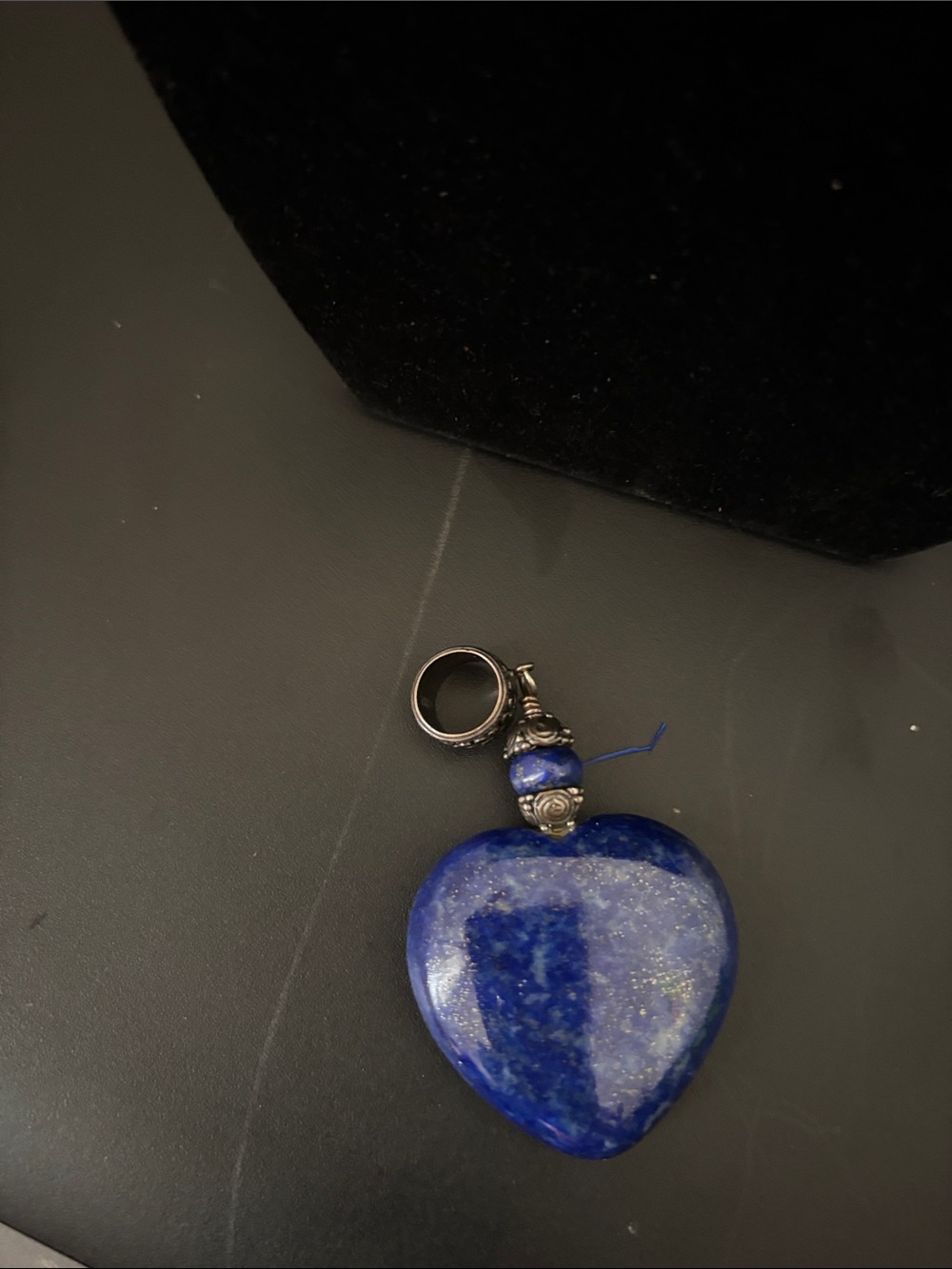 Jay King Lapis Heart Pendant in Deep Blue with Gold Flecks